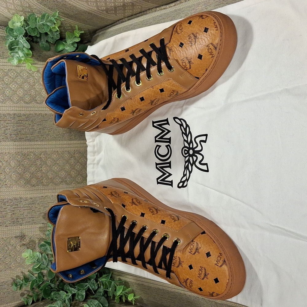 MCM Visetos Monogram Hi Top Sneakers